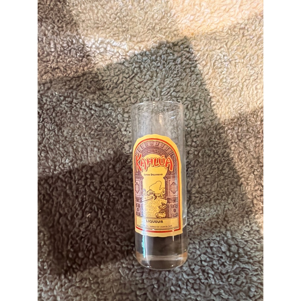 Vintage Kahlua Liqueur Tall Shot Glass 4 Inch Collectible Barware Clear Glass